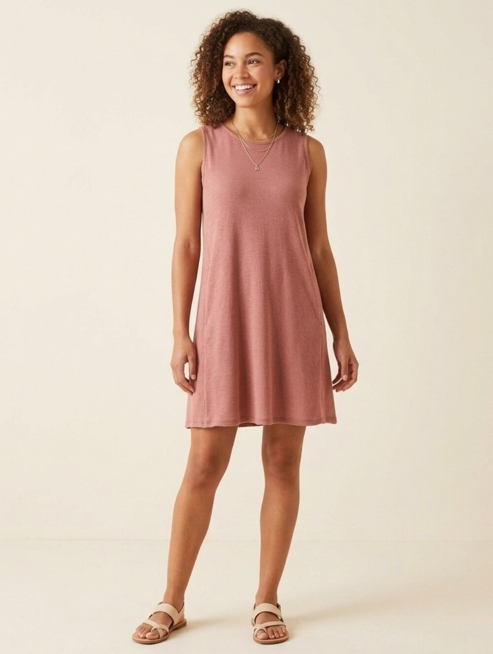 Eileen Fisher Stretch Jersey Knit Round Neck Sleeveless Dress SZ Large Stretch